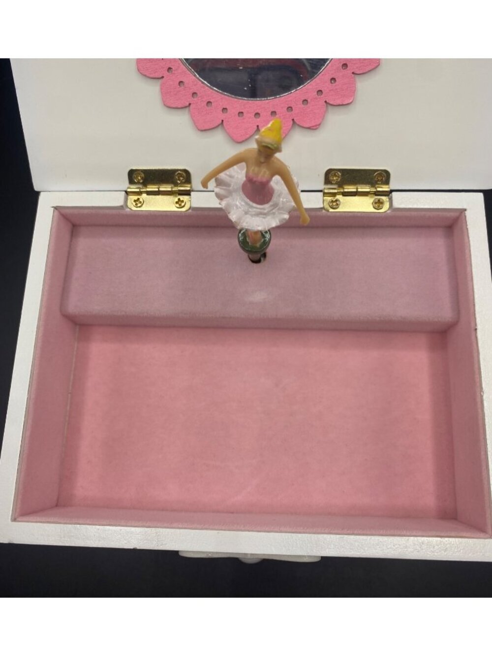 Kitten Wooden Musical Jewelry Box Cat Design Ballerina Drawer Pink Interior - Picture 7 of 16